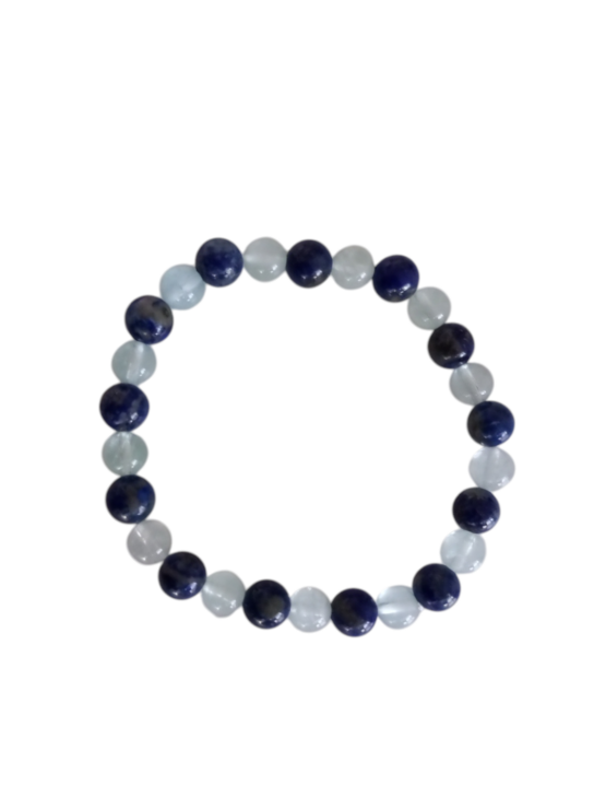 Bracelet Communication ( Aigue marine / Lapis lazuli )